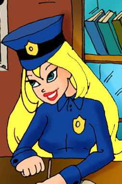 illustration of a blonde female police officer