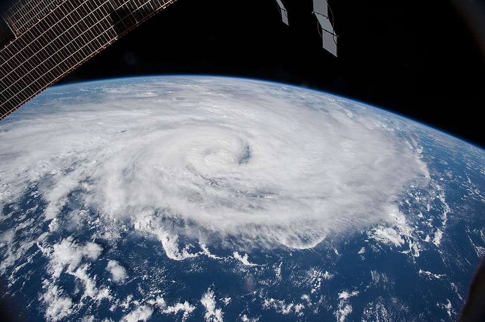 A view from the International Space Station, showing the cyclone over the Mozambique Channel.