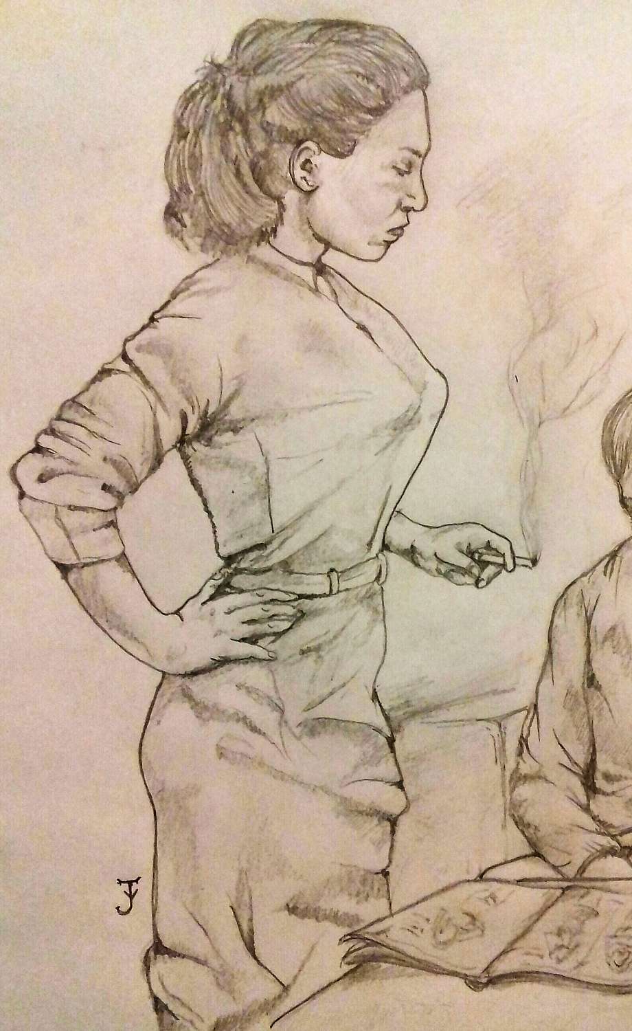 Woman with a cigarette in her hand
