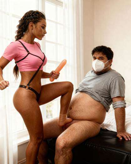 A person standing on a person’s lap