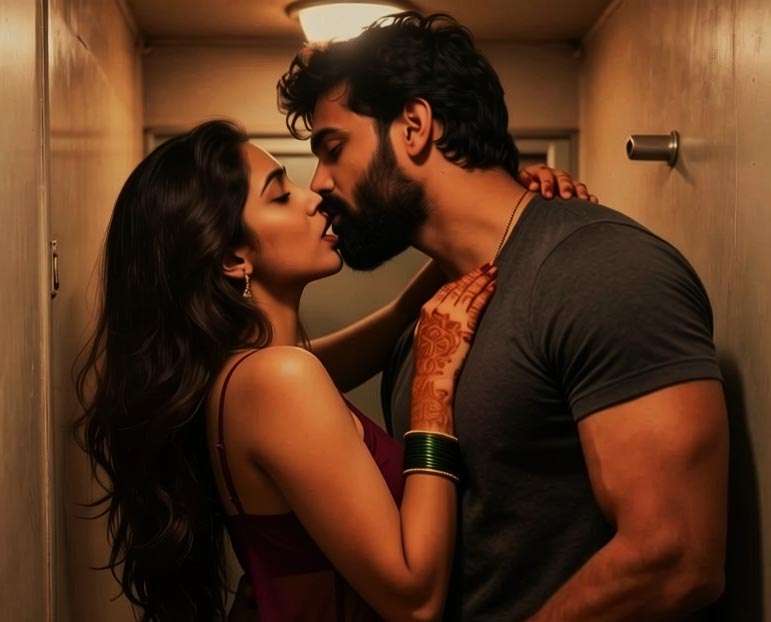 Mangal and Meenal kissing.