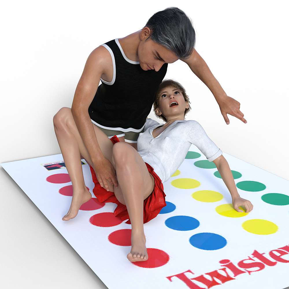 A man touching a woman’s pussy as they play twister