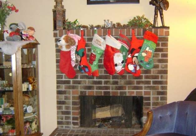 Stockings on a fireplace