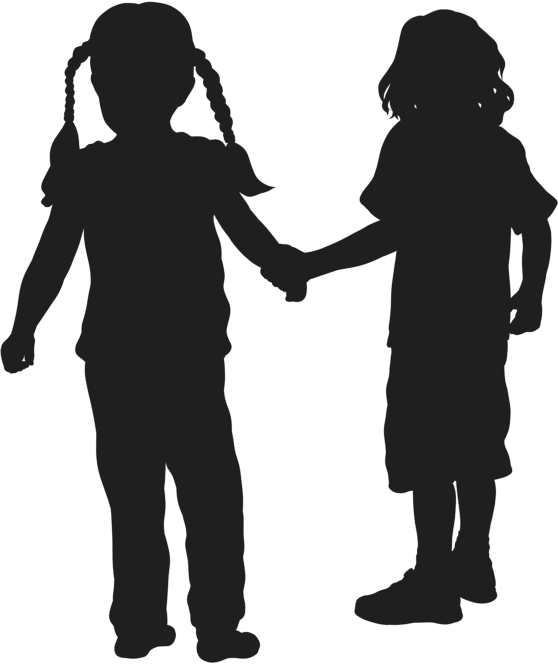 Silhouette of Boy and Girl holding hands