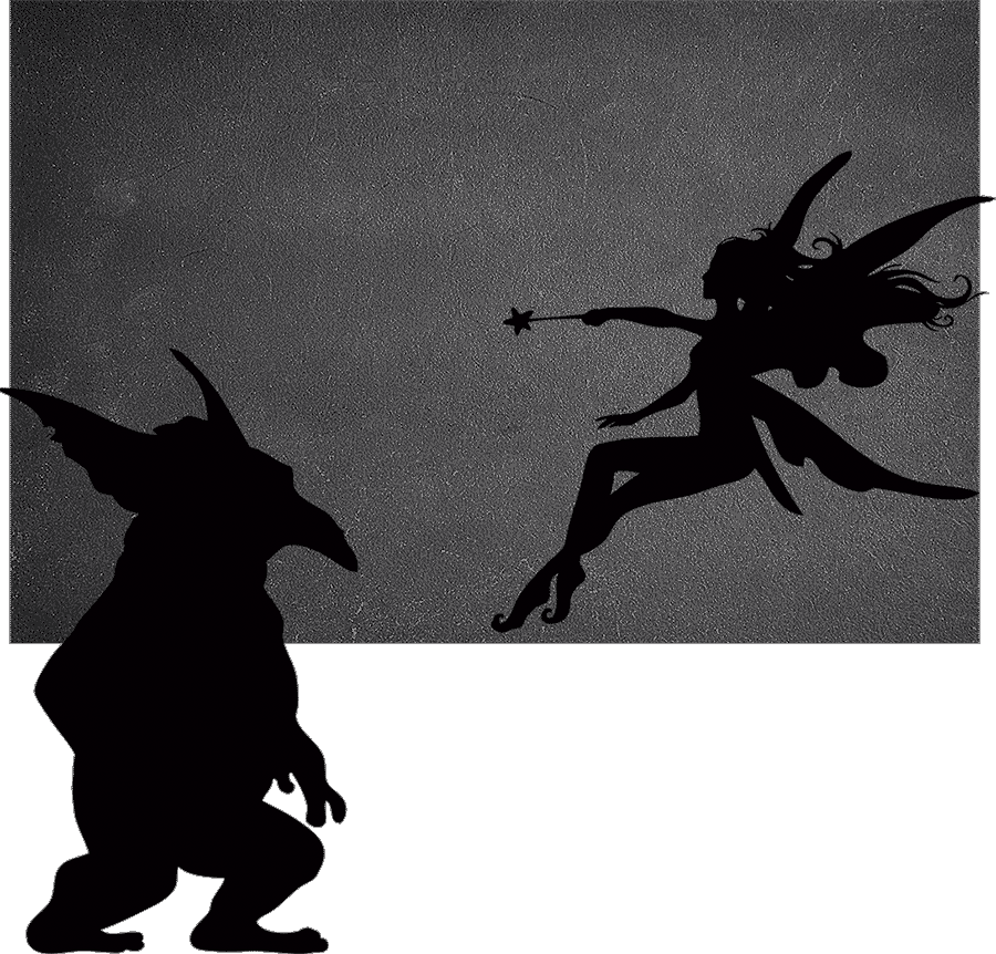 image of a demon and a fairy in school
