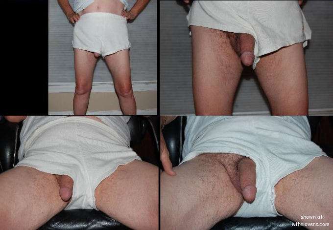 man wearing loose shorts with his dick hanging out