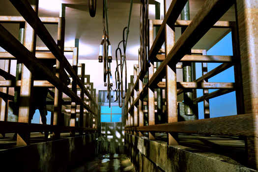 empty milking parlor