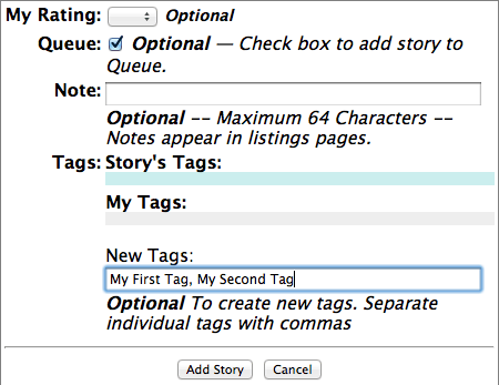 Typing tags into the form.
